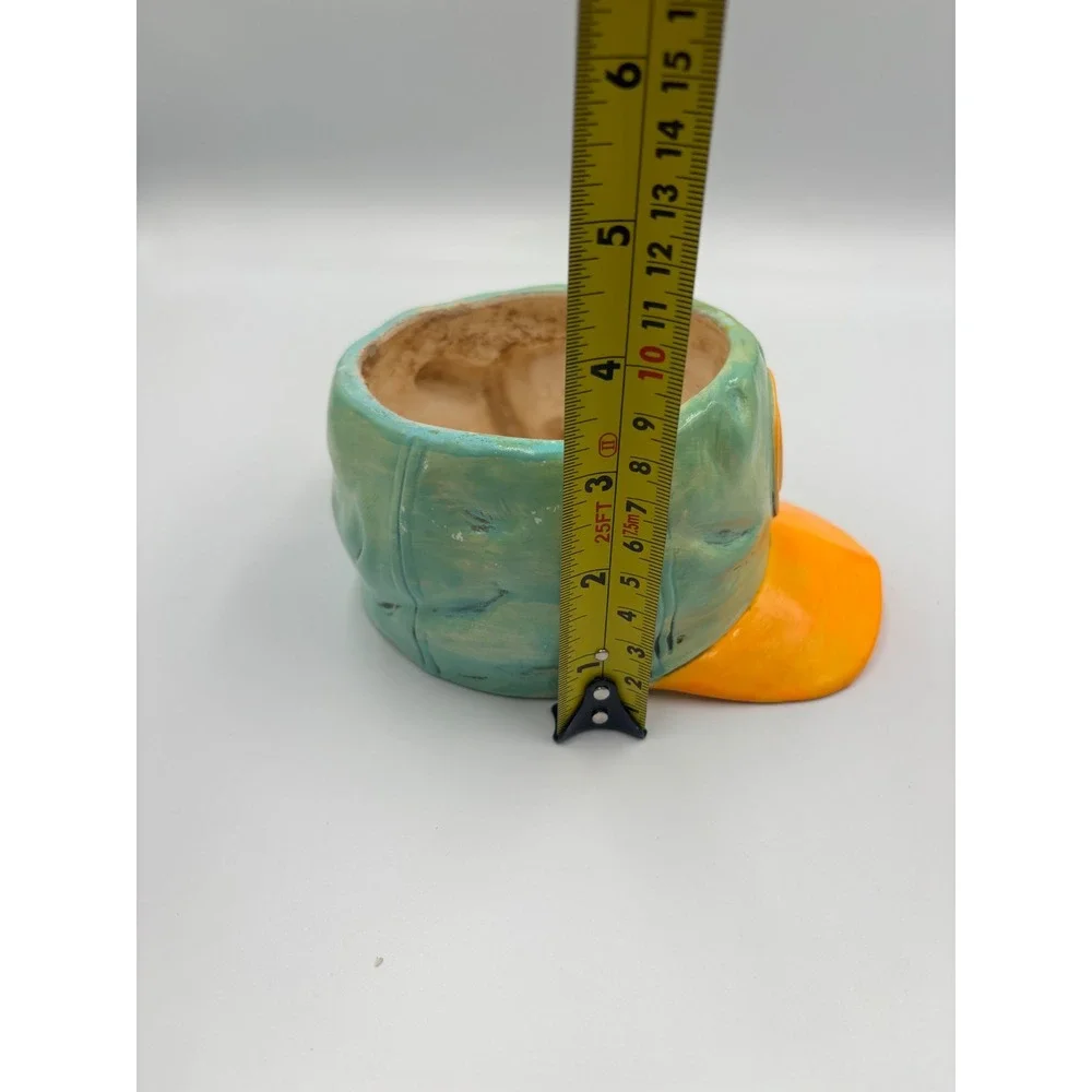 Vintage Japan Baseball Cap Ceramic Planter Teal Orange Glove‎ Bat 55-124